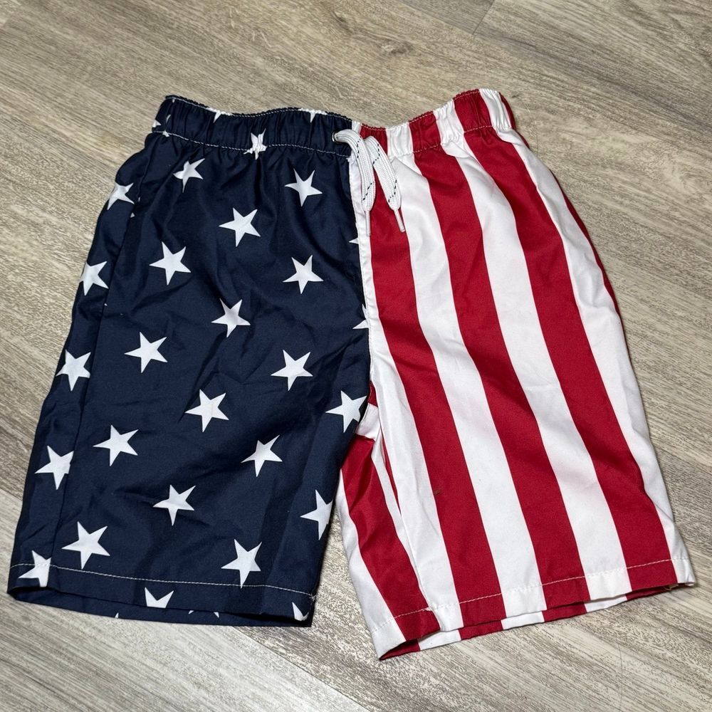 City Streets Flag Boys Swim Shorts Small 5T